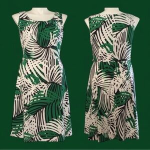Gorgeous green white & black palm tree frond dress